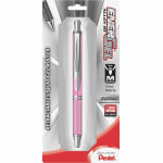 Pentel EnerGel Alloy Retractable Gel Pens, Medium Point, 0.7 mm, Metallic Pink Barrel, Black