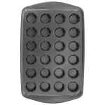 Gibson Bakers Friend 24-Cup Non-Stick Steel Mini Muffin Pan, 1inH x 10-1/2inW x 17-1/4inD, Gray