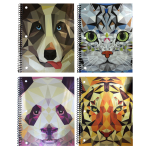 Inkology Spiral Notebooks, 8in x 10-1/2in, College Ruled, 140 Pages (70 Sheets), 3-D Totem Foil Designs, Pack Of 12 Notebooks