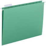 Business Source 1/5 Tab Cut Letter Recycled Hanging Folder - 8 1/2in x 11in - Green - 10% Recycled - 25 / Box