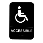 Alpine ADA Handicap Accessible Signs With Braille, 9in x 6in, Black/White, Pack Of 10 Signs