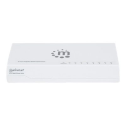 Manhattan 8-Port Gigabit Ethernet Switch, Desktop Size, Plastic, IEEE 802.3az (Energy Efficient Ethernet), Three Year Warranty, Box - Switch - 8 x 10/100/1000 - desktop