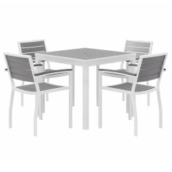 KFI Studios Eveleen 5-Piece Outdoor Patio Set, 33-13/16inH x 35inW x 35inD, Silver/Mocha