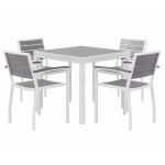 KFI Studios Eveleen 5-Piece Outdoor Patio Set, 33-13/16inH x 35inW x 35inD, White/Grey