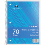 Sparco Wirebound Notebook, 8in x 10-1/2in, College Rule, 70 Sheets, Assorted