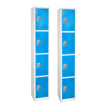 Alpine AdirOffice 4-Tier Steel Lockers, 72inH x 12inW x 12inD, Blue, Pack Of 2 Lockers