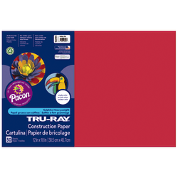 Tru-Ray Construction Paper, 50% Recycled, 12in x 18in, Holiday Red, Pack Of 50