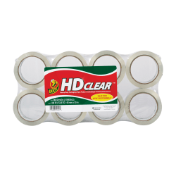 Duck HD Clear Heavy-Duty Packaging Tape, 1-7/8in, Crystal Clear, Pack Of 8 Rolls