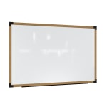 Ghent Prest Magnetic Dry-Erase Whiteboard, Porcelain, 50-1/4in x 74-1/4in, White, Natural Wood Frame