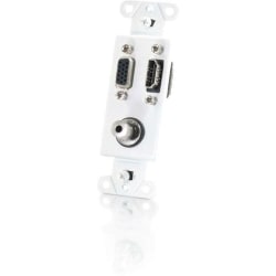 C2G HDMI, VGA and 3.5mm Audio Pass Through Wall Plate - White - White - 1 x HDMI Port(s) - 1 x Mini-phone Port(s) - 1 x VGA Port(s)