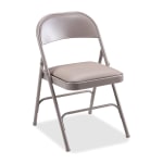 Lorell Vinyl Padded Seat Folding Chair, Beige, Set Of 4