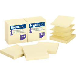 Highland Self-sticking Bright Pop-up Notepads - 1200 - 3in x 3in - Square - 100 Sheets per Pad - Unruled - Bright Assorted - Paper - Self-adhesive, Repositionable, Removable, Pop-up - 12 / Pack