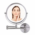 Ovente Wall-Mounted Vanity Makeup Mirror, 8-1/2in, Nickel