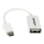 StarTech.com 5in White Micro USB to USB OTG Host Adapter M/F - Micro USB Male to USB A Female On-The-Go Host Cable Adapter - White (UUSBOTGW) - USB adapter - USB (F) to Micro-USB Type B (M) - USB 2.0 OTG - 5 in - white