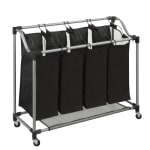 Honey-Can-Do Elite Quad Sorter, Extra Large Size, Black/Silver