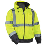 Ergodyne GloWear 8379 Type R Class 3 High-Visibility Fleece-Lined Thermal Bomber Jacket, 2X, Lime