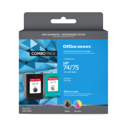 Office Depot Brand Remanufactured Black And Tri-Color Ink Cartridge Replacement For HP 74, 75 Pack Of 2, OD74-75