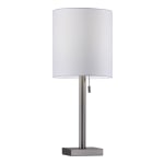 Adesso Liam Table Lamp, 22inH, White Shade/Brushed-Steel Base