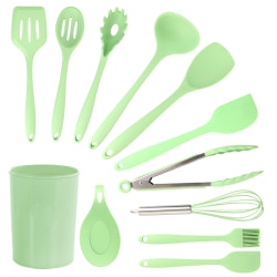 MegaChef Silicone And Plastic Cooking Utensils, Mint Green, Set Of 12 Utensils