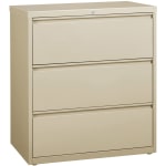 Lorell 36inW x 18-5/8inD Lateral 3-Drawer File Cabinet, Putty