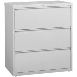 Lorell 36inW x 18-5/8inD Lateral 3-Drawer File Cabinet, Light Gray