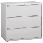 Lorell 42inW x 18-5/8inD Lateral 3-Drawer File Cabinet, Light Gray