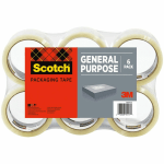 Scotch 3350 General-Purpose Shipping Tape, 3in Core, 1 7/8in x 109 Yd, Clear, Pack Of 6