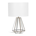 Lalia Home Transparent Triagonal Table Lamp, 18-1/4inH, White Shade/Brass Base