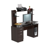 Inval Credenza/Computer Workcenter With Hutch, Espresso-Wengue