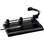 Master Products Power Handle 2/3-hole Paper Punch - 3 Punch Head(s) - 40 Sheet Capacity - 13/32in Punch Size - 10.9in x 7.5in x 11.1in - Black