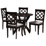 Baxton Studio Savina Dining Set, 29-15/16inH x 35-7/16inW x 35-7/16inD, Gray/Dark Brown