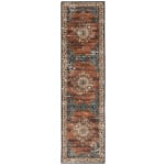 Linon Washable Area Rug, 2ft x 8ft, Crispin Russet/Ivory