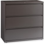 Lorell 42inW x 18-5/8inD Lateral 3-Drawer File Cabinet, Medium Tone Gray