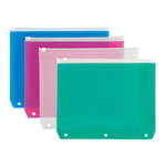 Office Depot Brand Transparent Binder Pocket, Large, 8 1/2in x 10 1/2in, Assorted Colors