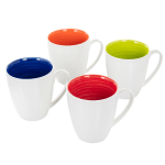 Gibson Home Crenshaw 4-Piece Ceramic Mug Set, 12 Oz, Assorted Colors, 995114939M