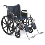 Medline Extra-Wide Wheelchair, Elevating, 24in Seat, Navy/Chrome