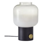 Adesso Lewis Table Lamp, 12inH, White Shade/Matte-Black Base