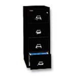 FireKing 25inD Vertical 4-Drawer Letter-Size Fireproof File Cabinet, Metal, Black, White Glove Delivery