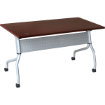 Lorell Flip Top Training Table, 60inW, Mahogany/Silver