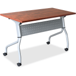 Lorell Flip Top Training Table, 60inW, Cherry/Silver