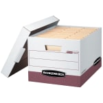 Bankers Box R Kive Standard-Duty Storage Boxes With Lift-Off Lids, Letter/Legal Size, 15in x 12in x 10in, 60% Recycled, White/Red, Case Of 12