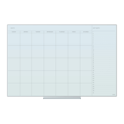 U Brands Frameless Floating Non-Magnetic Glass Dry Erase Monthly Calendar Board, 35in X 23in, Frosted White