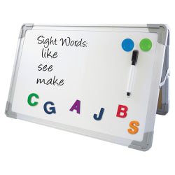 Flipside Magnetic Dry-Erase Whiteboard Desktop Easel Set, 18in x 12in, Aluminum Frame With Silver Finish