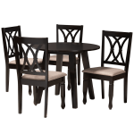 Baxton Studio Millie 5-Piece Dining Set, 29-15/16inH x 35-7/16inW x 35-7/16inD, Sand/Dark Brown