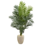 Nearly Natural Paradise Palm 66inH Artificial Tree With Planter, 66inH x 38inW x 26inD, Green/Sand