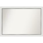 Amanti Art Narrow Non-Beveled Rectangle Framed Bathroom Wall Mirror, 27in x 39in, Eva White Silver