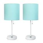 LimeLights Stick Lamps, 19-1/2inH, Aqua Shade/White Base, Set Of 2 Lamps