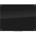 U Brands Glass Non-Magnetic Dry-Erase Board, 48in X 36in, Black Surface, Frameless, Actual Size 47in X 35in (171U00-01)