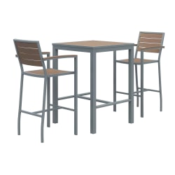 KFI Studios Eveleen 3-Piece Outdoor Patio Set, 33-13/16inH x 35inW x 35inD, White/Gray