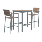 KFI Studios Eveleen 3-Piece Outdoor Patio Set, 33-13/16inH x 35inW x 35inD, Silver/Mocha